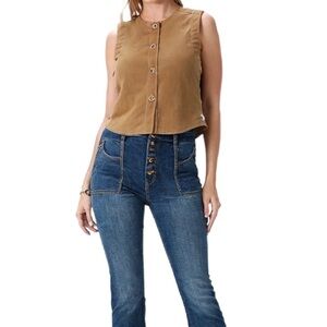 Scotch & Soda Equestrian Utility Linen Vest in Tan Size XS